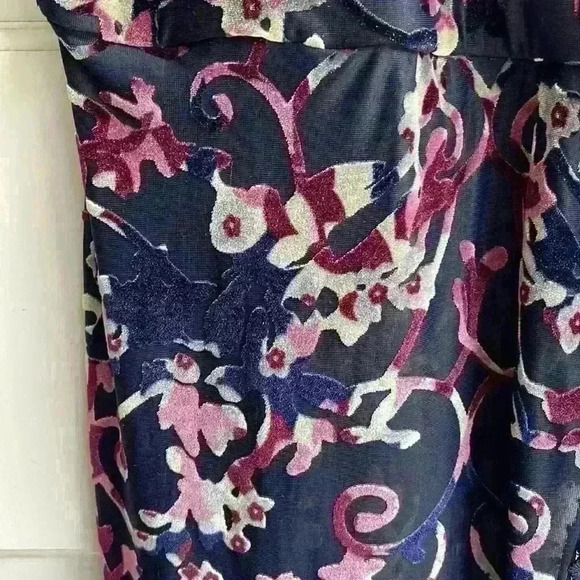 Velvet floral midi dress v neck size small - Picture 5 of 5